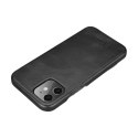 ICarer Curved Edge Vintage Folio Genuine Leather Bookcase type case for iPhone 12 Pro Max black (RIX1202 black)