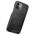 ICarer Curved Edge Vintage Folio Genuine Leather Bookcase type case for iPhone 12 Pro Max black (RIX1202 black)