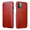 ICarer Curved Edge Vintage Folio Genuine Leather Bookcase type case for iPhone 12 Pro Max red (RIX1202 red)