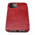 ICarer Curved Edge Vintage Folio Genuine Leather Bookcase type case for iPhone 12 Pro Max red (RIX1202 red)