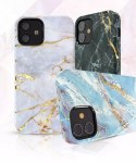 Kingxbar Marble Series case decorated printed marble iPhone 12 mini blue