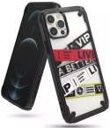 Ringke Fusion X Design durable PC Case with TPU Bumper for iPhone 12 Pro / iPhone 12 black (Ticket band) (XDAP0022)