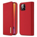 DUX DUCIS Wish Genuine Leather Bookcase type case for iPhone 12 Pro Max red