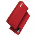 DUX DUCIS Wish Genuine Leather Bookcase type case for iPhone 12 Pro Max red