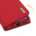 DUX DUCIS Wish Genuine Leather Bookcase type case for iPhone 12 Pro Max red