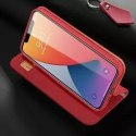 DUX DUCIS Wish Genuine Leather Bookcase type case for iPhone 12 Pro Max red