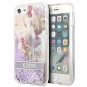 Guess GUHCI8LFLSU iPhone SE 2022 / SE 2020/7/8 étui rigide violet / violet Flower Liquid Glitter