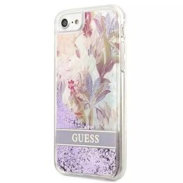 Guess GUHCI8LFLSU iPhone SE 2022 / SE 2020/7/8 étui rigide violet / violet Flower Liquid Glitter