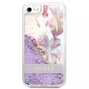 Guess GUHCI8LFLSU iPhone SE 2022 / SE 2020/7/8 étui rigide violet / violet Flower Liquid Glitter