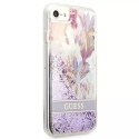 Guess GUHCI8LFLSU iPhone SE 2022 / SE 2020/7/8 étui rigide violet / violet Flower Liquid Glitter