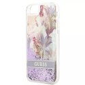 Guess GUHCI8LFLSU iPhone SE 2022 / SE 2020/7/8 étui rigide violet / violet Flower Liquid Glitter