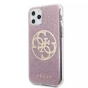 Guess GUHCN65PCUGLPI iPhone 11 Pro Max różowy/pink hard case 4G Circle Glitter