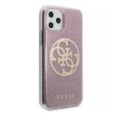 Guess GUHCN65PCUGLPI iPhone 11 Pro Max różowy/pink hard case 4G Circle Glitter