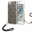 Guess GUOHCI8H4STW iPhone SE 2022 / SE 2020/7/8 marron / étui rigide marron 4G Print Strap