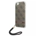 Guess GUOHCI8H4STW iPhone SE 2022 / SE 2020/7/8 marron / étui rigide marron 4G Print Strap