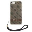 Guess GUOHCI8H4STW iPhone SE 2022 / SE 2020/7/8 marron / étui rigide marron 4G Print Strap