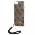 Guess GUOHCI8H4STW iPhone SE 2022 / SE 2020/7/8 marron / étui rigide marron 4G Print Strap