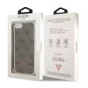 Guess GUOHCI8H4STW iPhone SE 2022 / SE 2020/7/8 marron / étui rigide marron 4G Print Strap