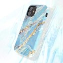 Kingxbar Marble Series case decorated printed marble iPhone 12 mini whiteblue