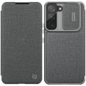 Nillkin Qin Cloth Pro Case pour Samsung Galaxy S22 + (S22 Plus) Protecteur d&#39;appareil photo Holster Cover Flip Cover Gris