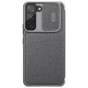 Nillkin Qin Cloth Pro Case pour Samsung Galaxy S22 + (S22 Plus) Protecteur d&#39;appareil photo Holster Cover Flip Cover Gris