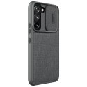 Nillkin Qin Cloth Pro Case pour Samsung Galaxy S22 + (S22 Plus) Protecteur d&#39;appareil photo Holster Cover Flip Cover Gris