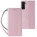 Aimant Strap Case Case pour Samsung Galaxy S22 + (S22 Plus) Pouch Wallet + Mini Lanyard Pendentif Rose