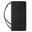 Étui à sangle aimantée pour Samsung Galaxy S22 + (S22 Plus) pochette portefeuille + mini lanière pendentif noir