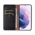 Étui à sangle aimantée pour Samsung Galaxy S22 + (S22 Plus) pochette portefeuille + mini lanière pendentif noir