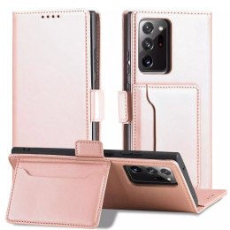 Étui pour cartes magnétiques pour Samsung Galaxy S22 Ultra Cover Card Wallet Card Stand Rose