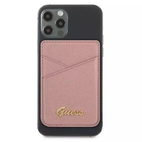 Guess Wallet Card Slot GUWMSSASLPI MagSafe Saffiano różowy/pink