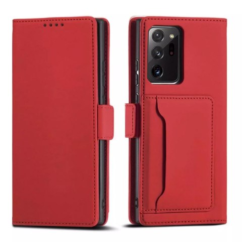 Magnet Card Case Case pour Samsung Galaxy S22 Ultra Pouch Wallet Card Holder Rouge