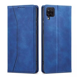 Magnet Fancy Case Case pour Samsung Galaxy A12 5G Pouch Wallet Card Holder Bleu