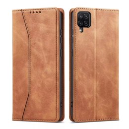 Magnet Fancy Case Case pour Samsung Galaxy A12 5G Pouch Wallet Card Holder Marron