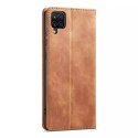 Magnet Fancy Case Case pour Samsung Galaxy A12 5G Pouch Wallet Card Holder Marron