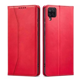 Magnet Fancy Case Case pour Samsung Galaxy A12 5G Pouch Wallet Card Holder Rouge