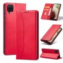 Magnet Fancy Case Case pour Samsung Galaxy A12 5G Pouch Wallet Card Holder Rouge