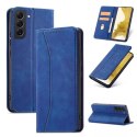 Magnet Fancy Case Case pour Samsung Galaxy S22 Pouch Card Wallet Card Stand Bleu