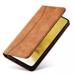 Magnet Fancy Case Case pour Samsung Galaxy S22 Pouch Wallet Card Holder Marron