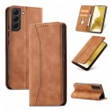 Magnet Fancy Case Case pour Samsung Galaxy S22 Pouch Wallet Card Holder Marron