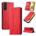 Magnet Fancy Case Case pour Samsung Galaxy S22 + (S22 Plus) Pouch Wallet Card Holder Rouge