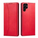 Magnet Fancy Case Case pour Samsung Galaxy S22 Ultra Cover Card Wallet Card Stand Rouge