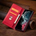 Magnet Fancy Case Case pour Samsung Galaxy S22 Ultra Cover Card Wallet Card Stand Rouge