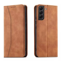 Magnet Fancy Case Cover pour Samsung Galaxy S22 + (S22 Plus) Pouch Wallet Card Holder Marron