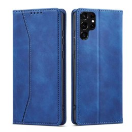 Magnet Fancy Case pour Samsung Galaxy S22 Ultra Cover Card Wallet Card Stand Bleu