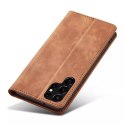 Magnet Fancy Case pour Samsung Galaxy S22 Ultra Pouch Wallet Card Holder Marron