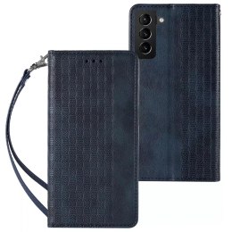 Magnet Strap Case Case pour Samsung Galaxy S22 + (S22 Plus) Pouch Wallet + Mini Lanyard Pendant Blue