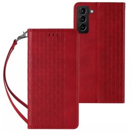 Magnet Strap Case Case pour Samsung Galaxy S22 Ultra Pouch Wallet + Mini Lanyard Pendentif Rouge