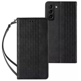 Magnet Strap Case Case pour Samsung Galaxy S22 Ultra Pouch Wallet + Mini Longe Pendentif Noir