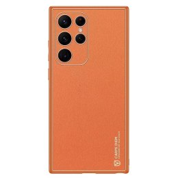 Coque élégante Dux Ducis Yolo en cuir écologique pour Samsung Galaxy S22 Ultra orange